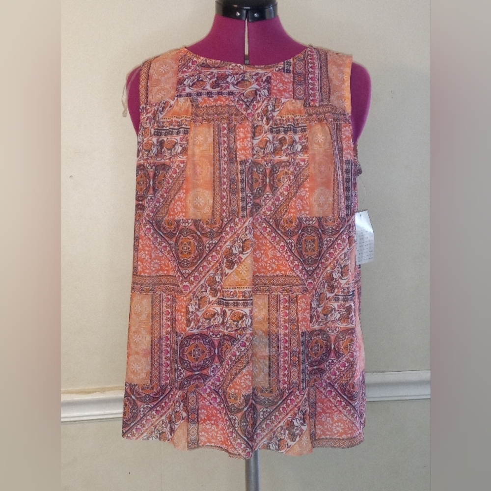 NWT Bobbie Brooks Blouse | Ornate Print | Sizes S & XL | Vibrant & Flowy